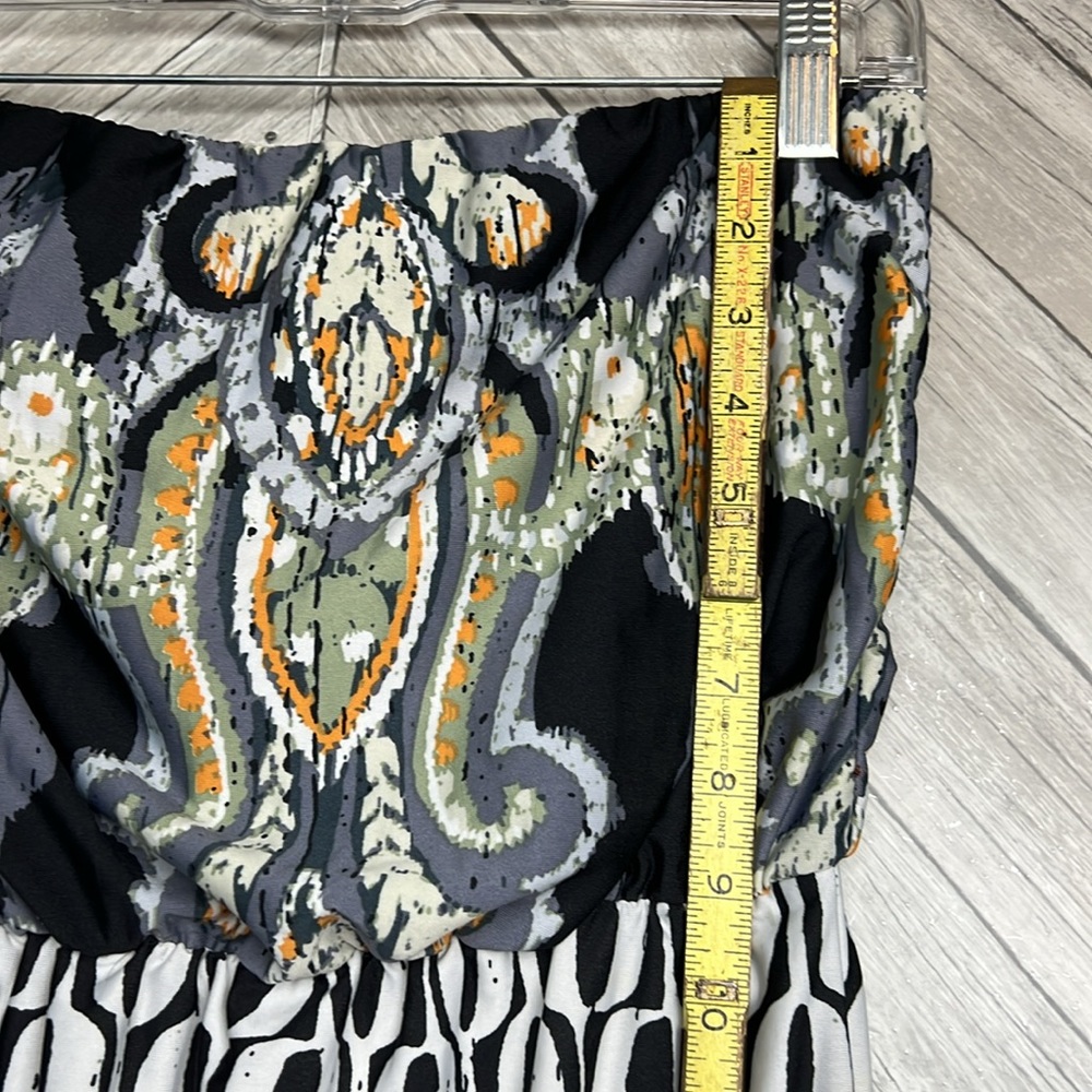 Ruby Rox Patterned Strapless Maxi dress Medium - Picture 9 of 11